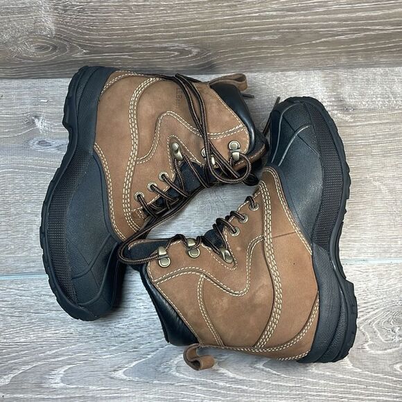 L.L. Bean Primaloft 200g Warm Waterproof Women’s Sz 6M Brown Mid Lace Duck Boots - Picture 9 of 10